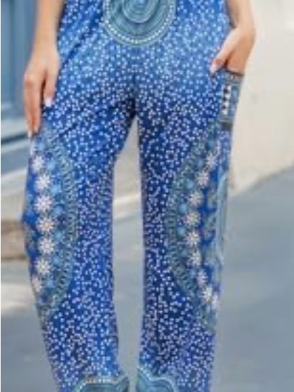 Qianxizhan Bohemian High Waist w/ Pockets Light Yoga Activewear Pants Sz Sm EUC